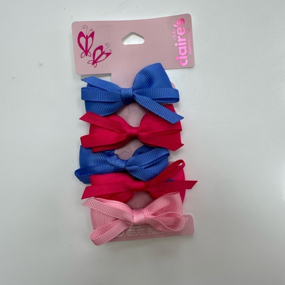 Claires Club Preppy Hair Bow Clips - 6 Pack